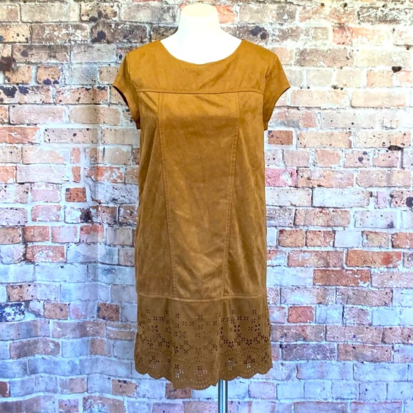 Xhilaration MIDI Smock Dress Brown Short Sleeve Casual Sz M - Picture 1 of 13